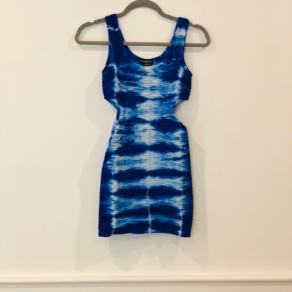 Tie dye blue bodycon dress with cut outs